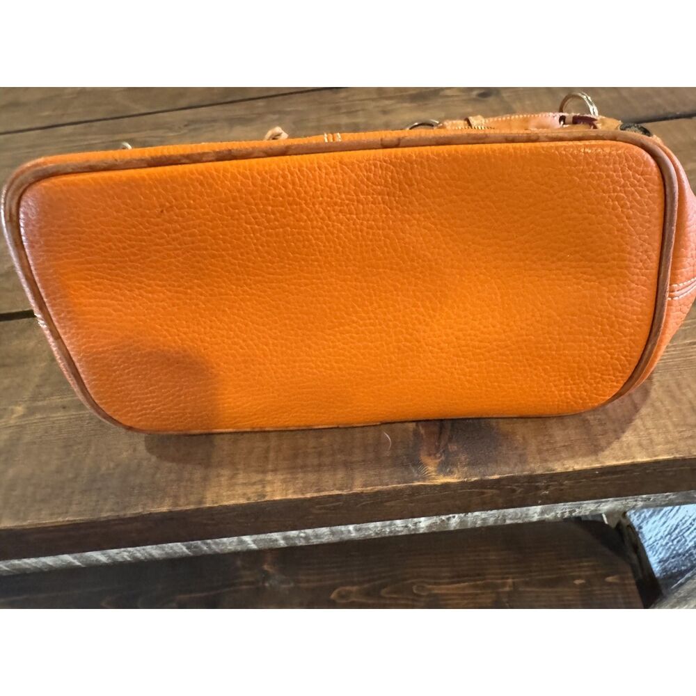 Dooney and Bourke Orange/Tan Pebbled Leather O-Ring Slouch Hobo Bag - Picture 8 of 8